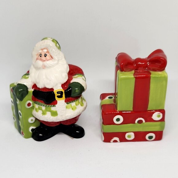 Fitz and Floyd Santa and Gift Salt and Pepper Shakers Vintage Christmas Decor - Picture 1 of 5